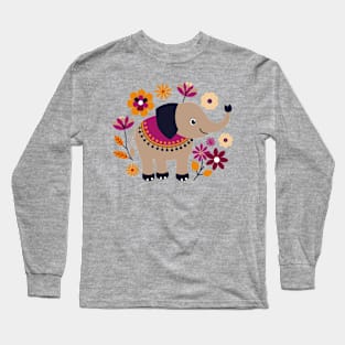 Elephant Kids Boho Flower Long Sleeve T-Shirt